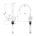 STRM004BK+STRM004BK-H2 – Star Mini Kitchen Mixer With Knurled Handle – Matt Black sketch