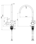 STRM004BK+STRM004BK-H2 – Star Mini Kitchen Mixer With Knurled Handle – Matt Black sketch