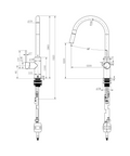 STRM005+STRM004-H2 – Star Mini Pull-Out Kitchen Mixer With Knurled Handle – Chrome sketch