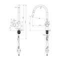 STRM005PB – Star Mini Pull-Out Kitchen Mixer – Polished Brass sketch