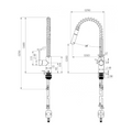 STRM006PB – Star Mini Spring Pull Out Kitchen Mixer – Polished Brass sketch