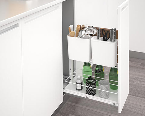 SIGE Valore Pull Out Organiser in White to suit 300mm carcase