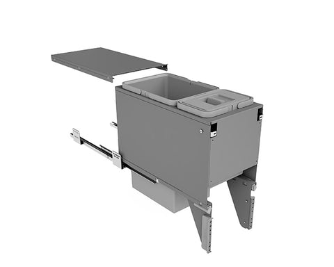 SIGE 30L (1x24L + 1x6L) Waste Bin in Orion Grey with SIGE drawer slides. Height: 520mm. Width: 268mm. Depth: 500mm. To suit 300mm cabinet.