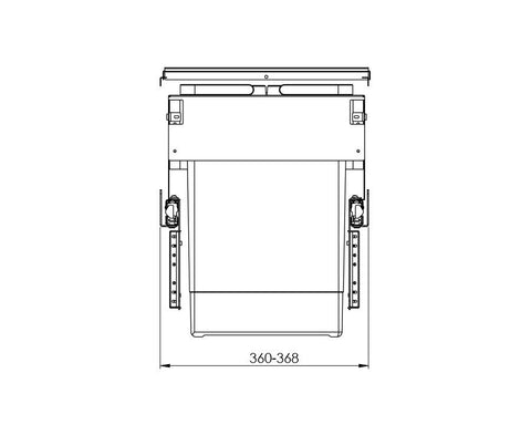 SIGE 48L (2x24L) Waste Bin in Orion Grey with SIGE drawer slides. Height: 520mm. Width: 368mm. Depth: 500mm. To suit 400mm cabinet.