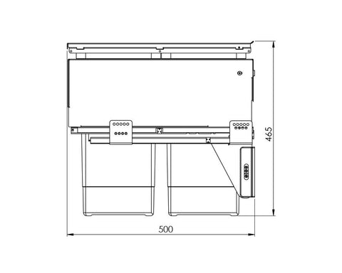 SIGE 48L (2x24L) Waste Bin in Orion Grey with SIGE drawer slides. Height: 520mm. Width: 368mm. Depth: 500mm. To suit 400mm cabinet.