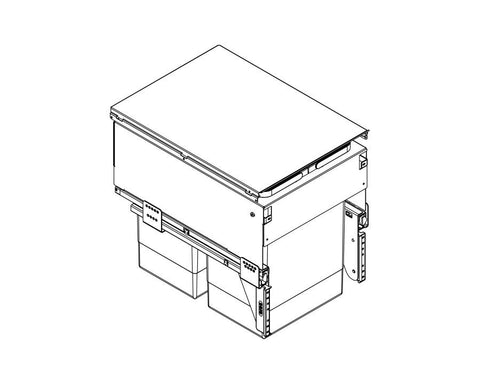SIGE 48L (2x24L) Waste Bin in Orion Grey with SIGE drawer slides. Height: 520mm. Width: 368mm. Depth: 500mm. To suit 400mm cabinet.