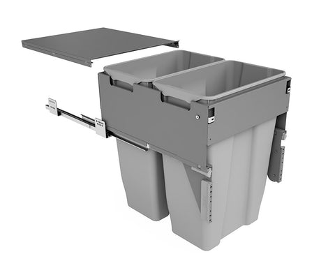 SIGE 70L (2x35L) Waste Bin in Orion Grey with SIGE drawer slides. Height: 570mm. Width: 418mm. Depth: 500mm. To suit 450mm cabinet