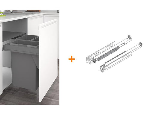 SIGE™ 105L (3 x 35L) Waste Bin in Orion Grey for 800mm cabinets. With Blum 500mm 60kg MOVENTO runners. Height: 550mm. Width: 768mm. Depth: 501mm.