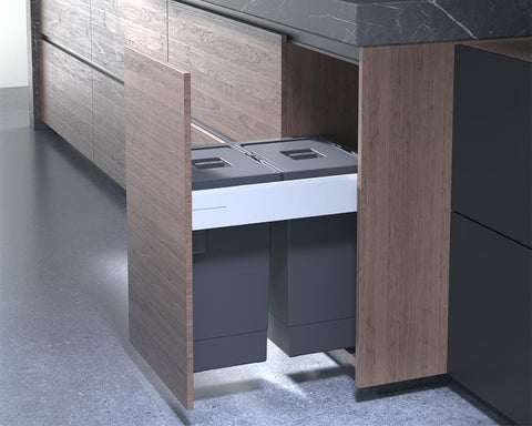 SIGE 48L (2 x 24L) Puro Waste Bin in Orion Grey. Overall carcase width: 450mm. To suit Blum TANDEMBOX antaro