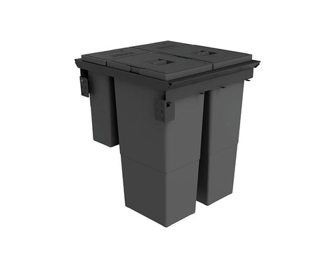 SIGE 80L (2 x 32L + 2 X 8L) Puro Waste Bin in Orion Grey. Overall carcase width: 600mm. To suit Blum TANDEMBOX antaro