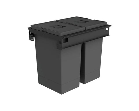 SIGE 48L (2 x 24L) Puro Waste Bin in Orion Grey. Overall carcase width: 450mm. To suit Blum MERIVOBOX
