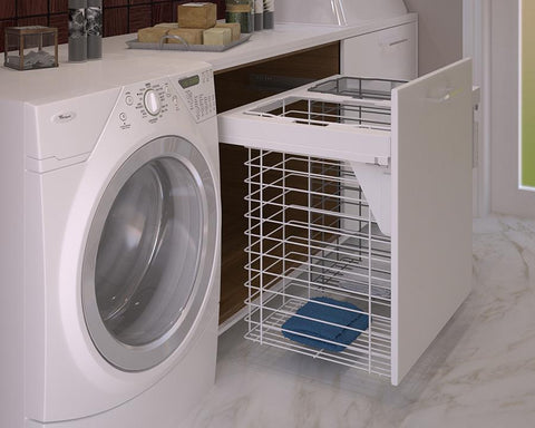 SIGE™ Zone 120L (2 x 60L) Laundry Basket in White and Orion Grey with 500mm Blum 60kg MOVENTO runners. For 800mm cabinet.