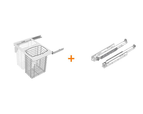 SIGE™ Zone 120L (2 x 60L) Laundry Basket in White and Orion Grey with 500mm Blum 60kg MOVENTO runners. For 800mm cabinet.