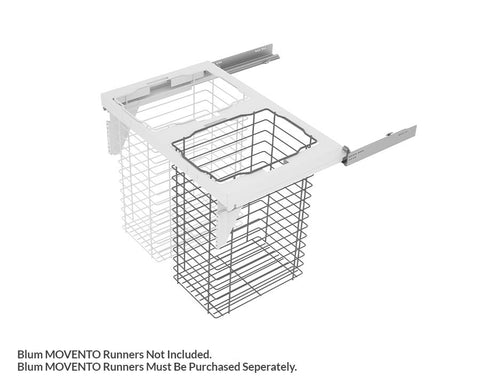 SIGE™ Zone 120L (2 x 60L) Laundry Basket in White & Orion Grey for 800mm cabinet. Does not include runners. To suit Blum MOVENTO runners