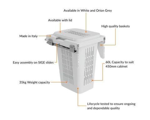 SIGE™ Zone Laundry Hamper 60L (1 x 60L) to