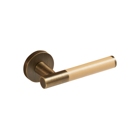 Santo Solid Brass Door Lever | Bronze & Amalfi Beige