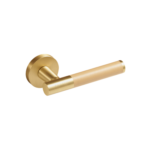 Santo Solid Brass Door Lever | Gold & Amalfi Beige