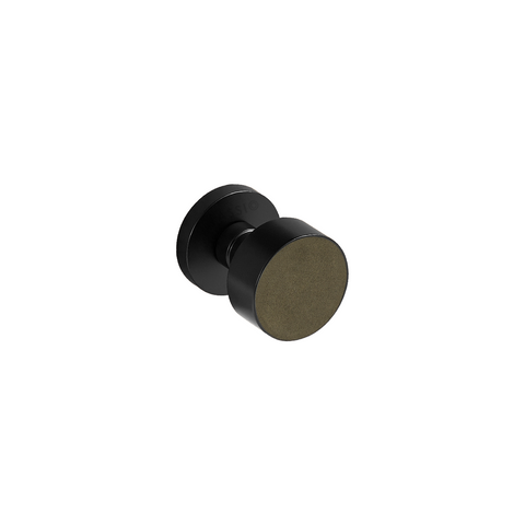 Santo Solid Brass Door Knob | Black & Torino Green (Crazy Horse Leather)