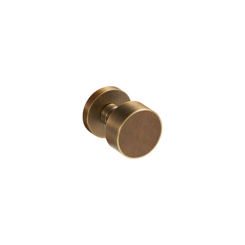 Santo Solid Brass Door Knob | Bronze & Castano Brown (Crazy Horse Leather)