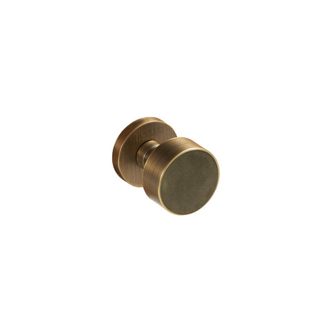Santo Solid Brass Door Knob | Bronze & Torino Green (Crazy Horse Leather)