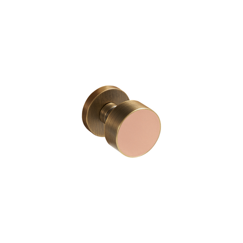 Santo Solid Brass Door Knob | Bronze & Tuscan Pink