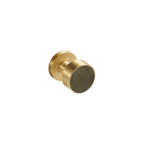 Santo Solid Brass Door Knob | Gold & Torino Green (Crazy Horse Leather)