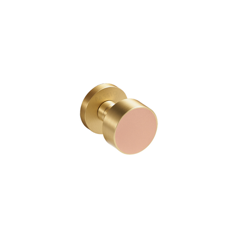 Santo Solid Brass Door Knob | Gold & Tuscan Pink