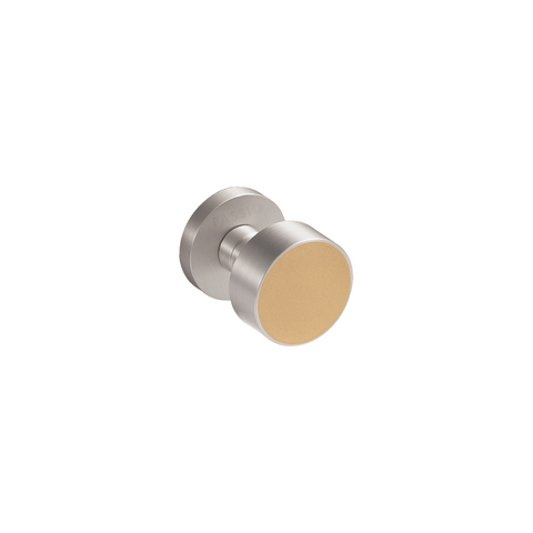 Santo Solid Brass Door Knob | Satin Nickel & Amalfi Beige