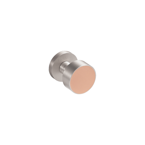 Santo Solid Brass Door Knob | Satin Nickel & Tuscan Pink