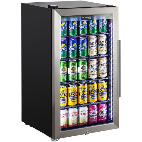 AAA Schmick Outdoor Triple Glazed Alfresco Bar Fridge With Led Strip Lights, Lock and LOW E Glass, indoor use also perfect! - Model HUS-SC88L-SS: Loads up, locks up