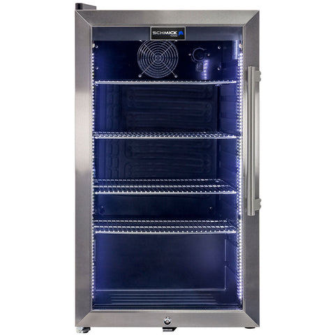 AAA Schmick Outdoor Triple Glazed Alfresco Bar Fridge With Led Strip Lights, Lock and LOW E Glass, indoor use also perfect! - Model HUS-SC88L-SS: Cool even in the heat