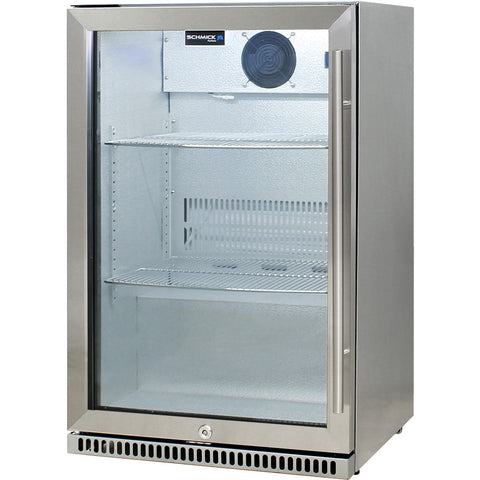 Schmick 304 Stainless Steel Bar Fridge Tropical Rated With Heated Glass and Triple Glazing - Model SK118L-SS: No fogged-up glass
