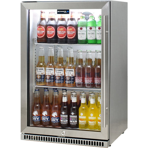 Schmick 304 Stainless Steel Bar Fridge Tropical Rated With Heated Glass and Triple Glazing - Model SK118L-SS