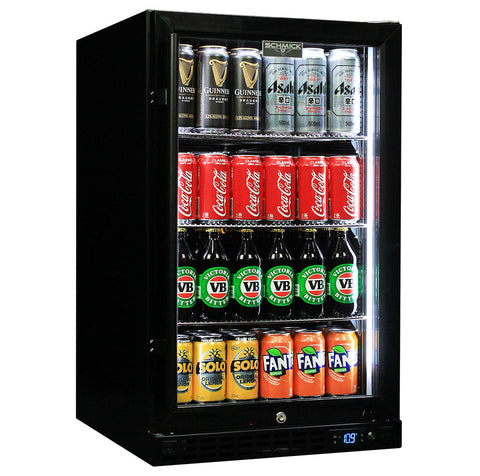 Schmick Quiet Running Front Venting Under Bench Black Glass Door Bar Fridge Heated Glass - Model SK126R-B-HD