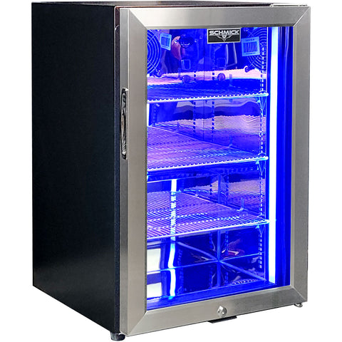 Classy  Quiet 69Ltr Triple Glazed Bar Fridge With Blue and White Led - Model SK68R-SS: Switch the LED mood