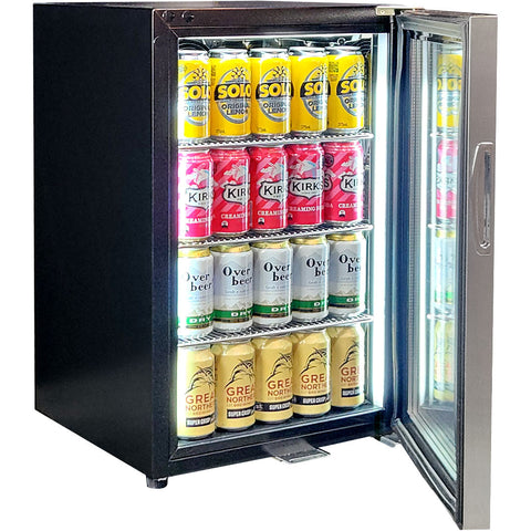 Classy  Quiet 69Ltr Triple Glazed Bar Fridge With Blue and White Led - Model SK68R-SS: Shelf space that adapts