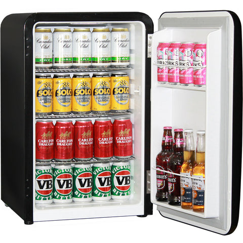 Black Rounded Quiet Running Energy Efficient Mini Bar Fridge - Model HUS-RND70B