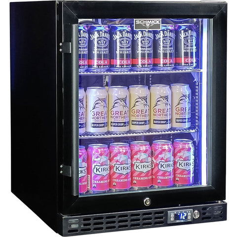 Schmick Quiet Running Front Venting Under Bench Heated Glass Door Bar Fridge - Model SK86R-B-HD