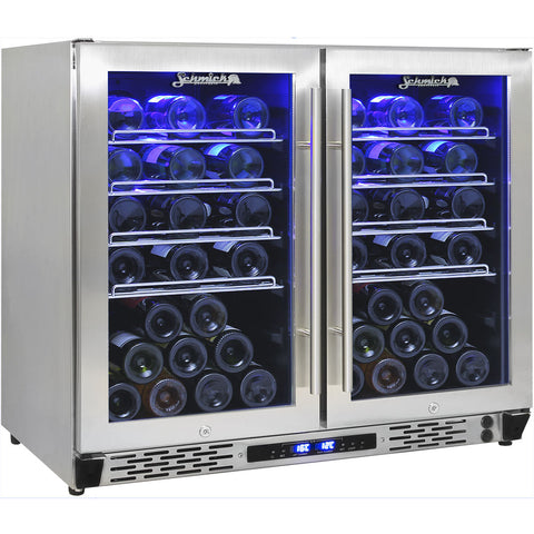 Schmick Twin Zone Beer And Wine Bar Fridge - Model JC190-GG: Two zones, two temperatures