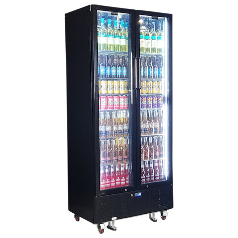 Schmick Upright Classy Energy Efficient 2 Door Heated Glass Bar Fridge - Model SK668-B-HD