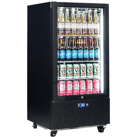 Schmick Short Upright Heated Glass 1 Door Bar Fridge - Model SK220L-B-HD