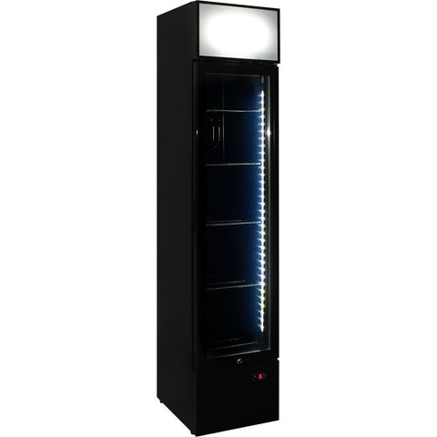 A Schmick Skinny Upright Glass Door Bar Fridge Triple Glazed LOW E Glass, Lock And LED Light Box - Model SS-P160FA