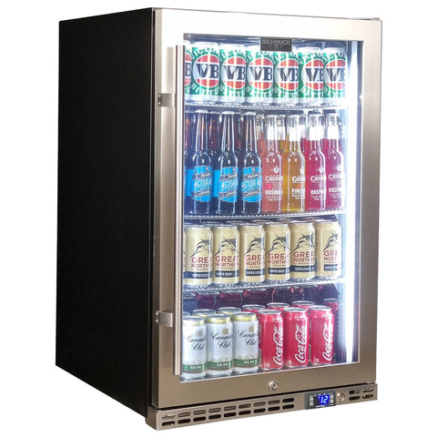 Schmick Stainless Steel Quiet Front Venting Under Bench Heated Glass Door Bar Fridge - Model SK146R-HD