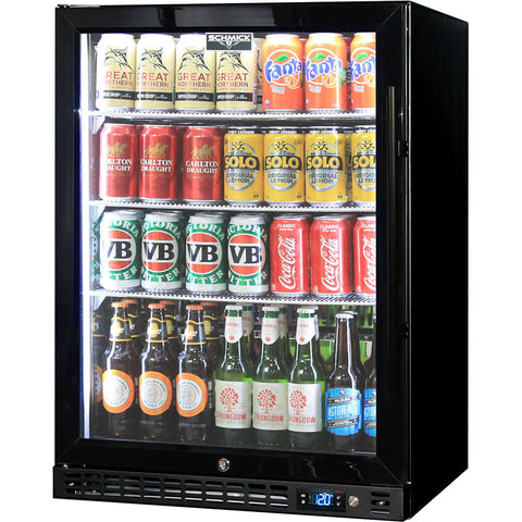 Schmick Quiet Running Front Venting Under Bench Heated Glass Door Bar Fridge - Model SK156L-B-HD