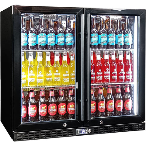 Schmick Twin Door Quiet Running  Black Triple Glazed Glass Door Bar Fridge - Model  SK246-B