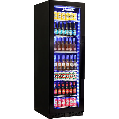 Schmick Black Upright Glass Door Drinks Refrigerator - Model BD425B-B Left Hinged