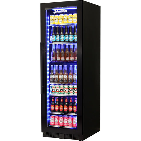 Schmick Black Upright Glass Door Drinks Refrigerator - Model BD425RB-B Right Hinged