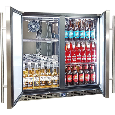 Schmick Twin Door Quiet Running  Solid Stainless Door Energy Efficient Bar Fridge - Model SK246-SD
