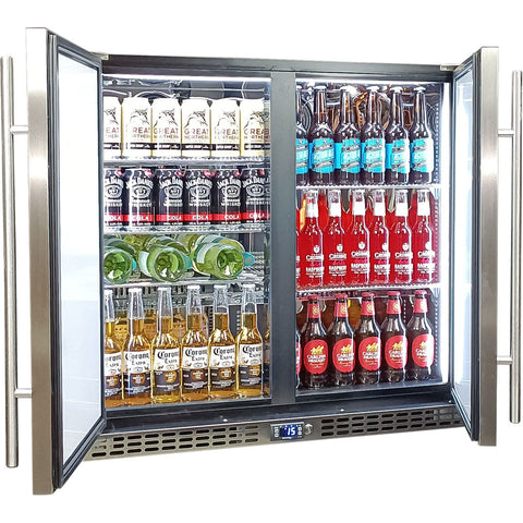 Schmick Twin Door Quiet Running  Solid Stainless Door Energy Efficient Bar Fridge - Model SK246-SD