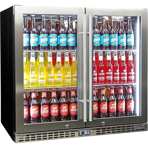 Schmick Twin Door Quiet Running  Stainless Triple Glazed Glass Door Bar Fridge - Model SK246-SS